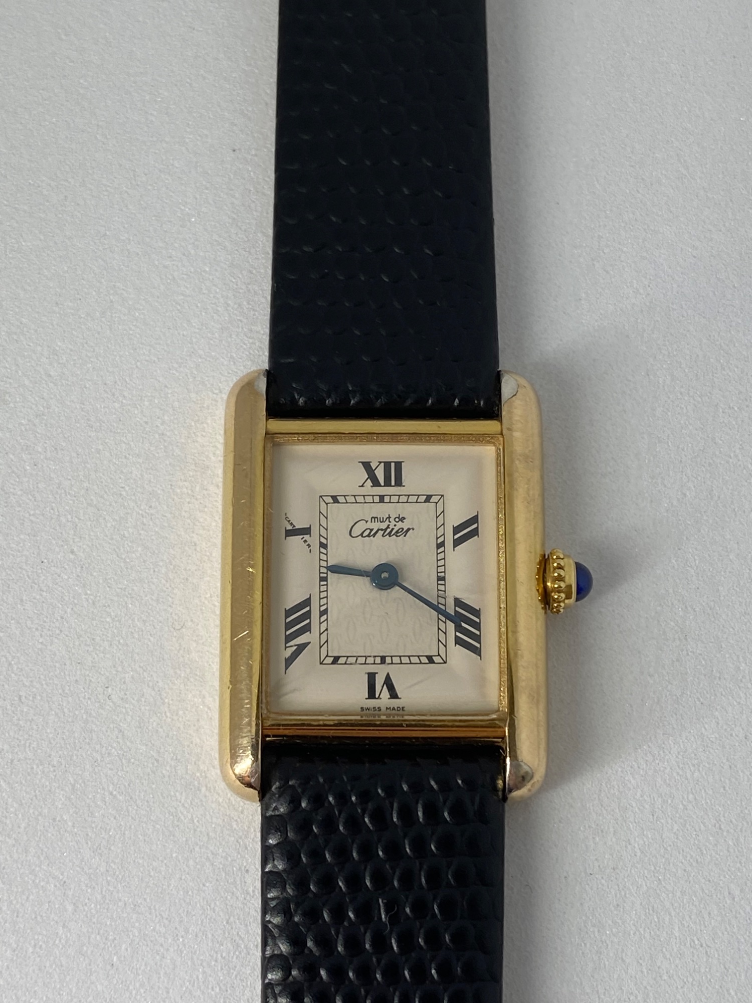 Cartier Must de Tank WristWatch 18ct gold plated silver case quartz movement view 13