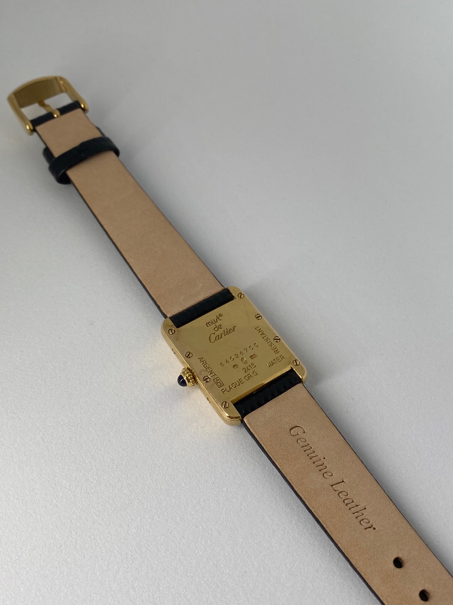 Cartier Must de Tank WristWatch 18ct gold plated silver case quartz movement view 8