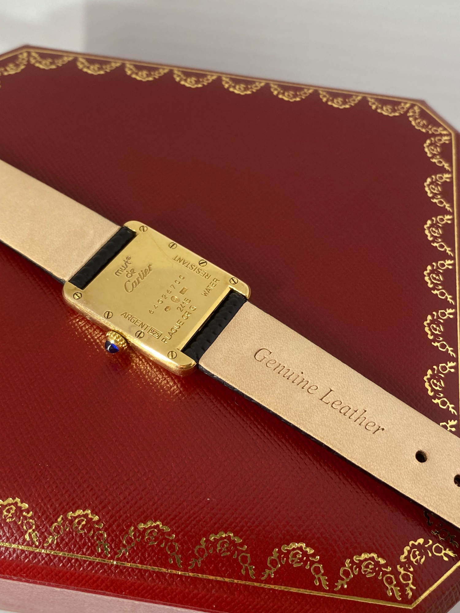 Cartier Must de Tank WristWatch 18ct gold plated silver case quartz movement view 7