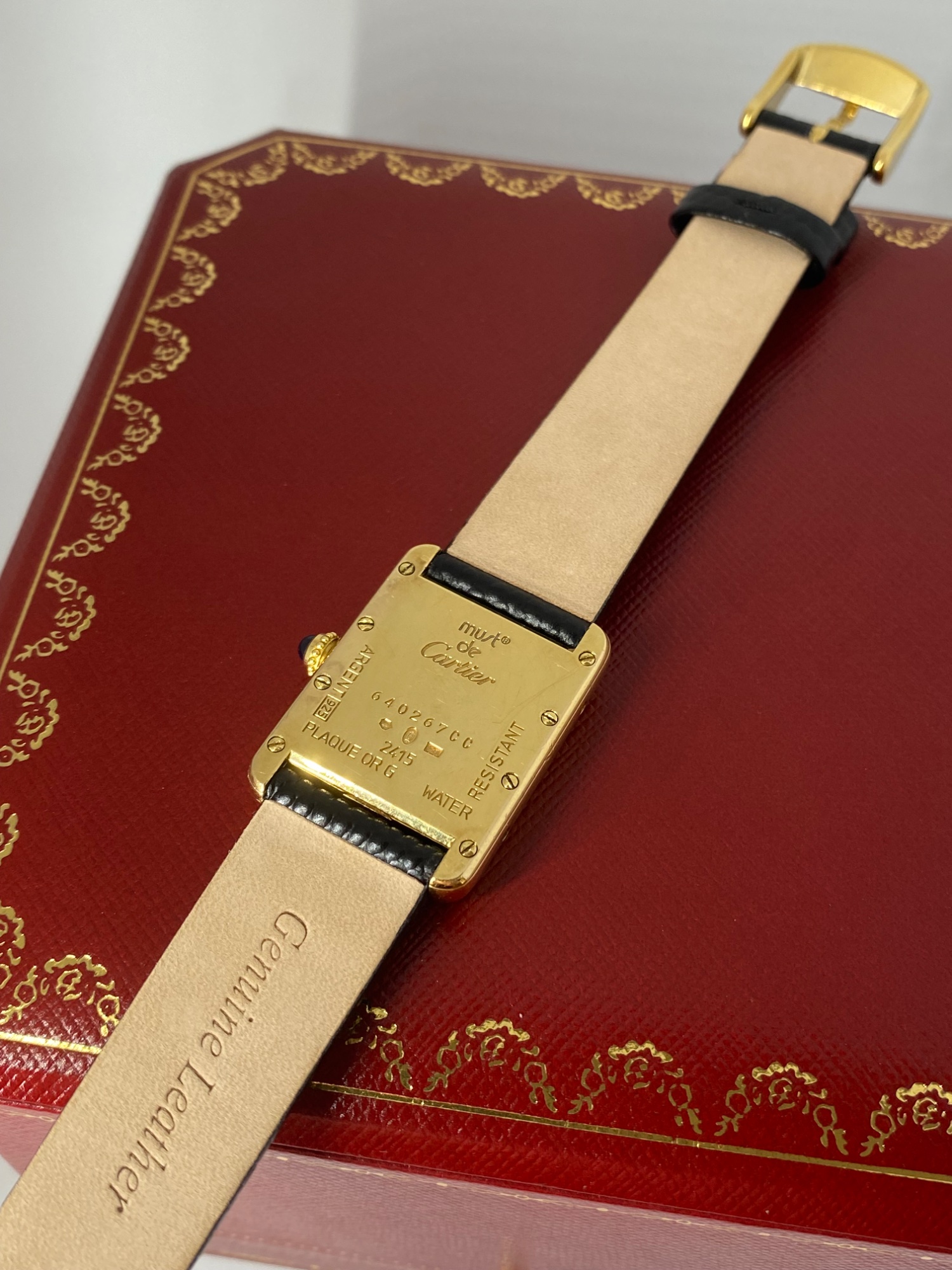 Cartier Must de Tank WristWatch 18ct gold plated silver case quartz movement view 6