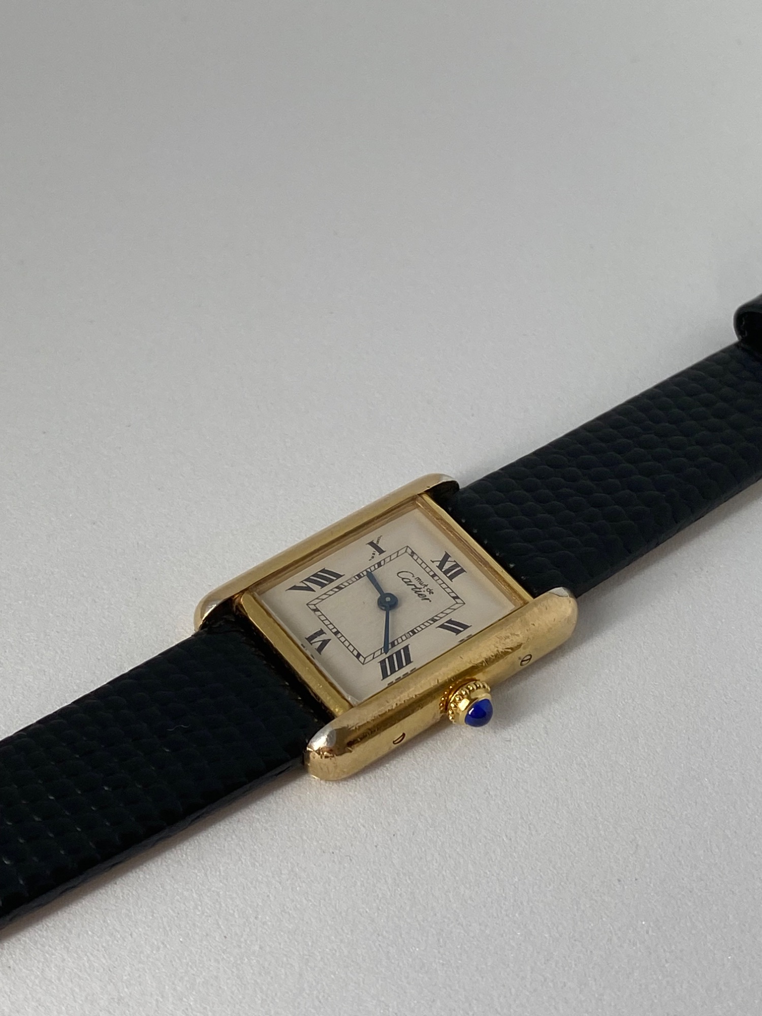 Cartier Must de Tank WristWatch 18ct gold plated silver case quartz movement view 2