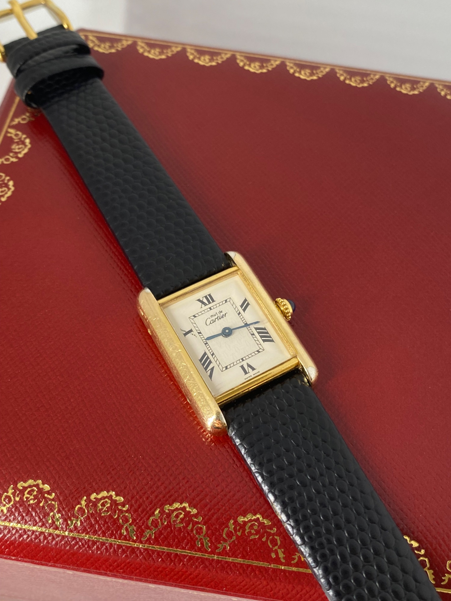 Cartier Must de Tank WristWatch 18ct gold plated silver case quartz movement view 14