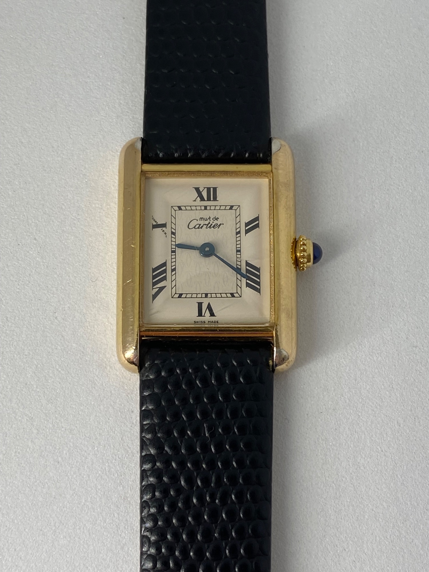 Cartier Must de Tank WristWatch 18ct gold plated silver case quartz movement view 10